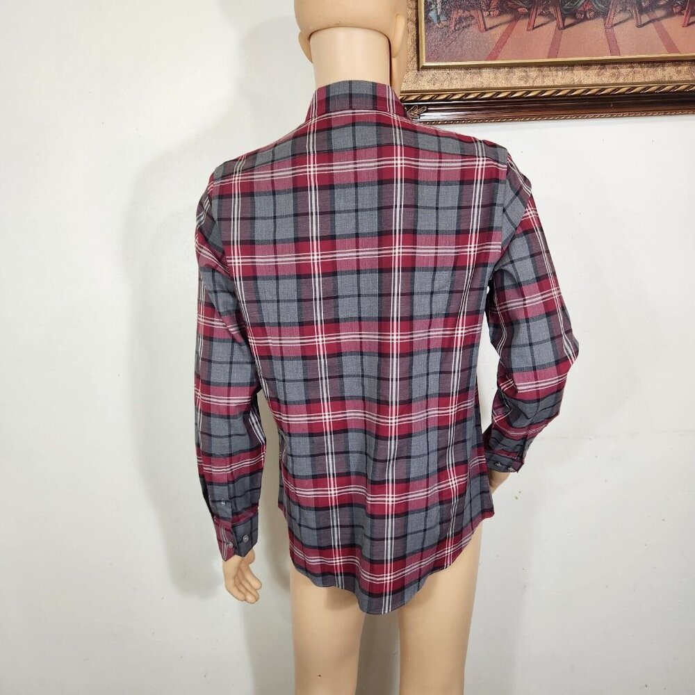 Murano Men's Size L Shirt  London Collection Slim Fit gray/red plaid casual -(28 - Picture 6 of 11